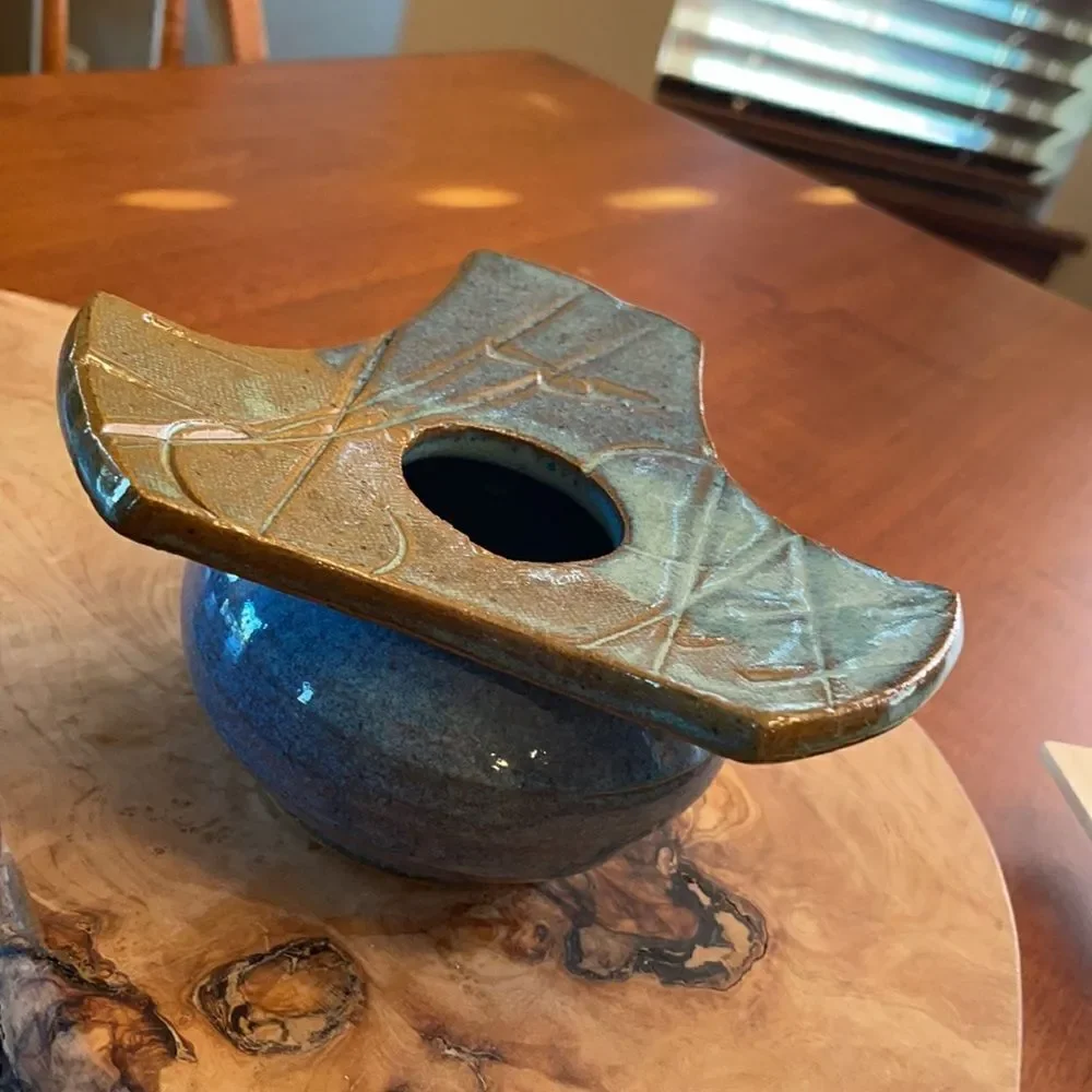 Handmade Signed Pottery Ikebana Vase